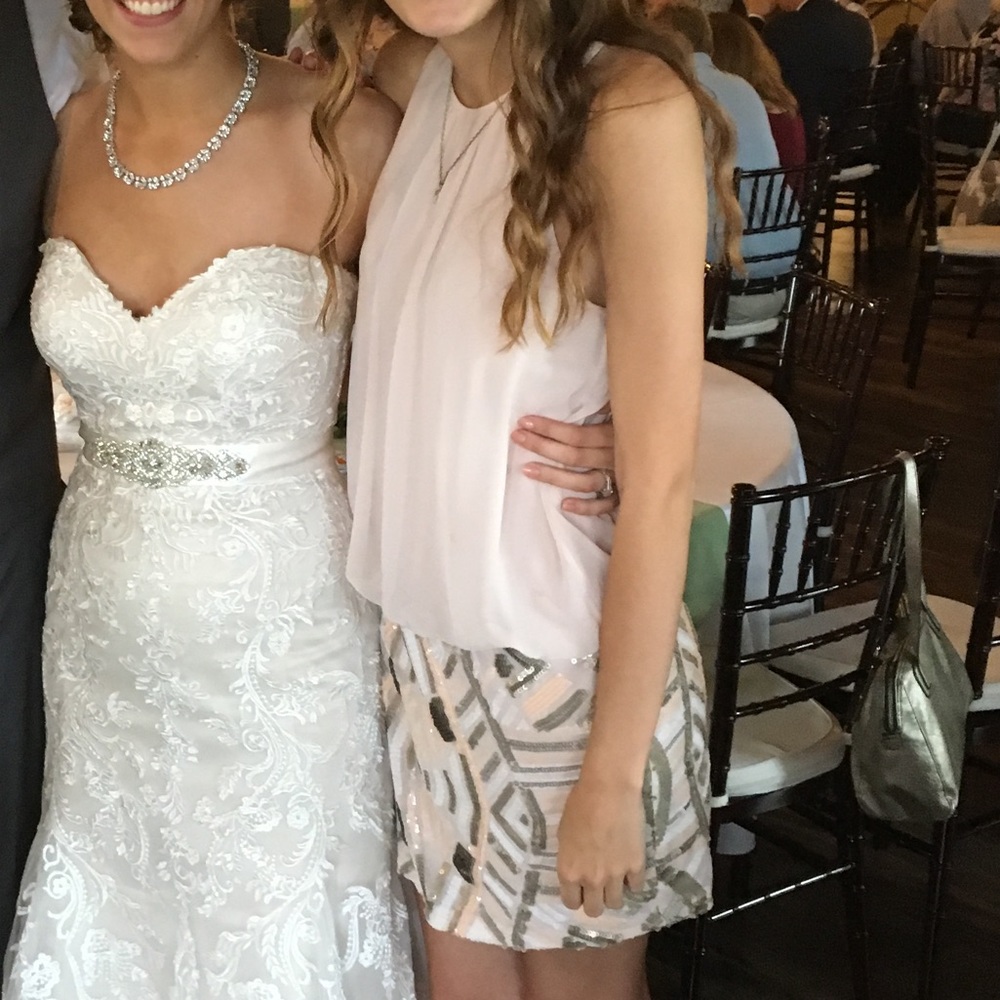 Aidan Mattox pale pink sequin dress
